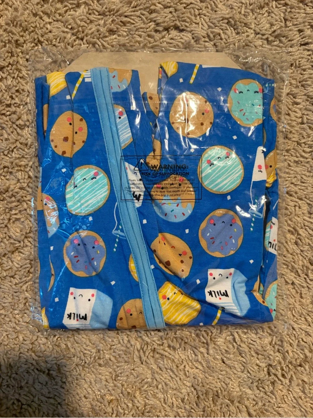 Little Sleepies Blue Cookies & Milk Zippy 6-12M NWT
